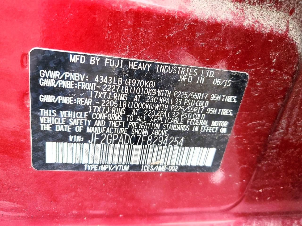 2015 Subaru Xv Crosstrek 2.0 Premium