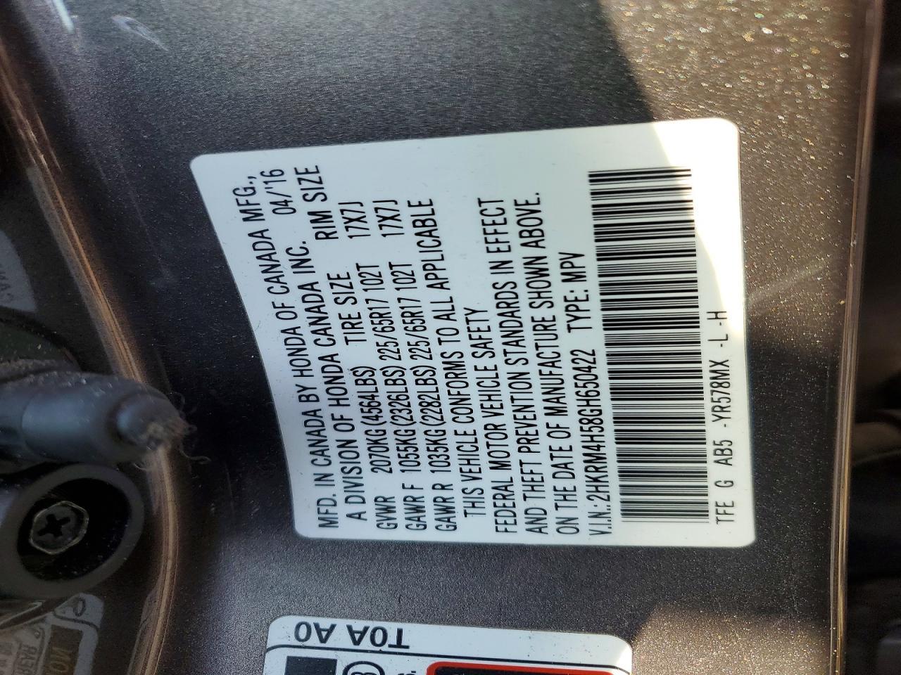 2016 Honda Cr-v ex