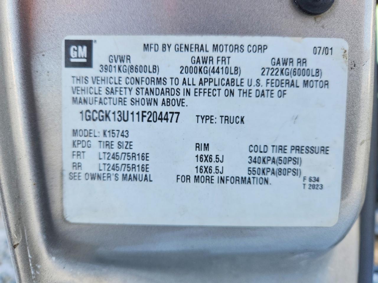 2001 Chevrolet Silverado K1500 Heavy Duty