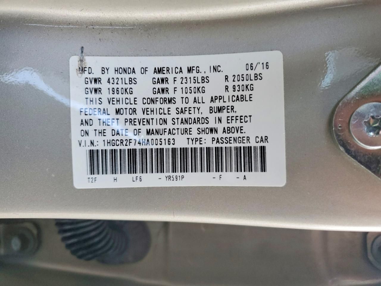 2017 Honda Accord ex