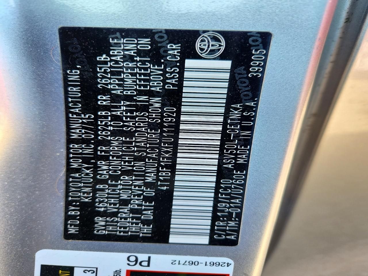 2015 Toyota Camry le