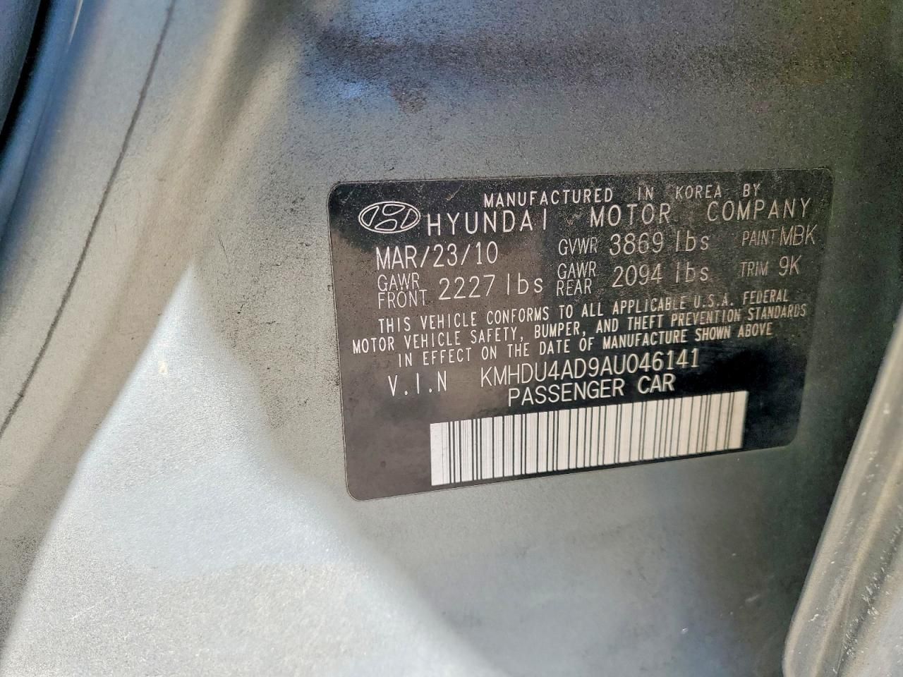 2010 Hyundai Elantra Blue