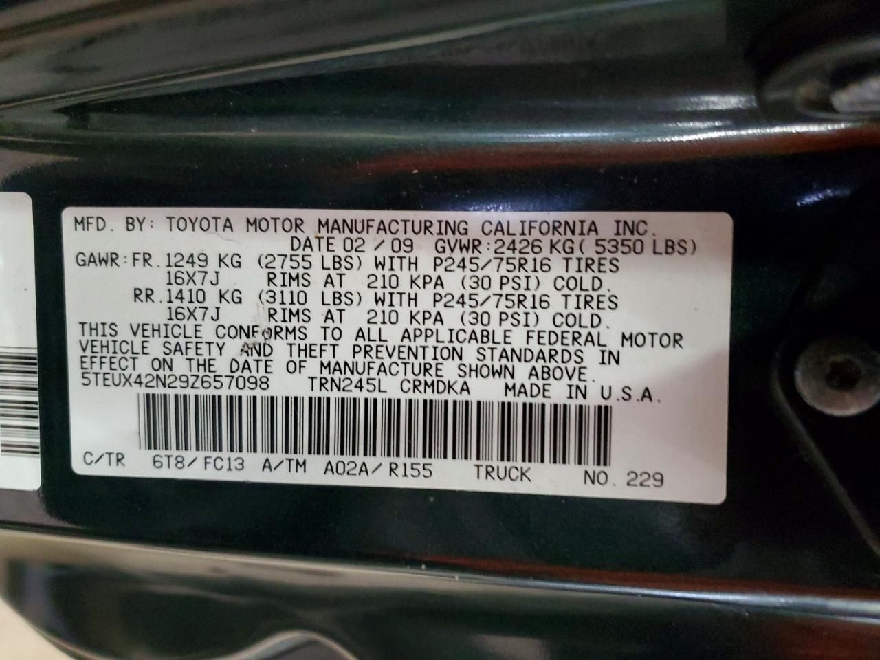 2009 Toyota Tacoma Access Cab