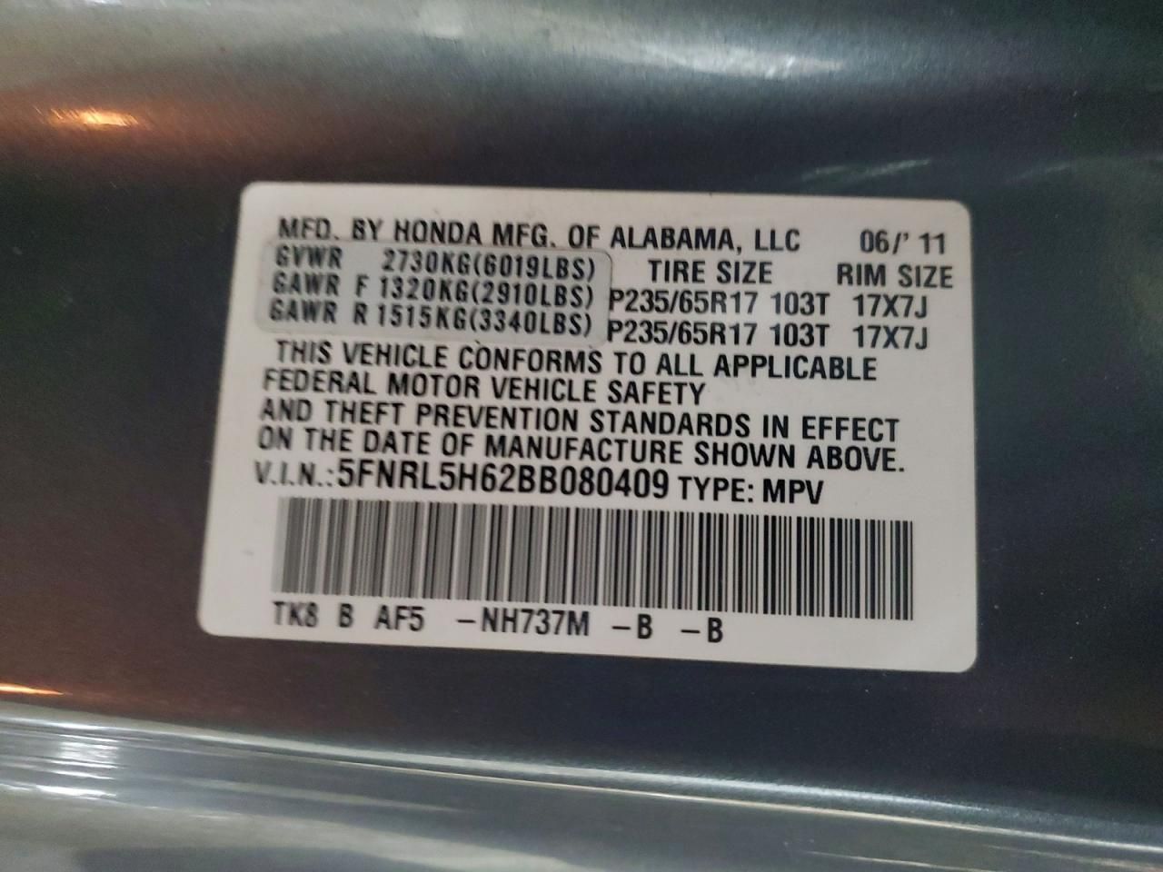 2011 Honda Odyssey exl