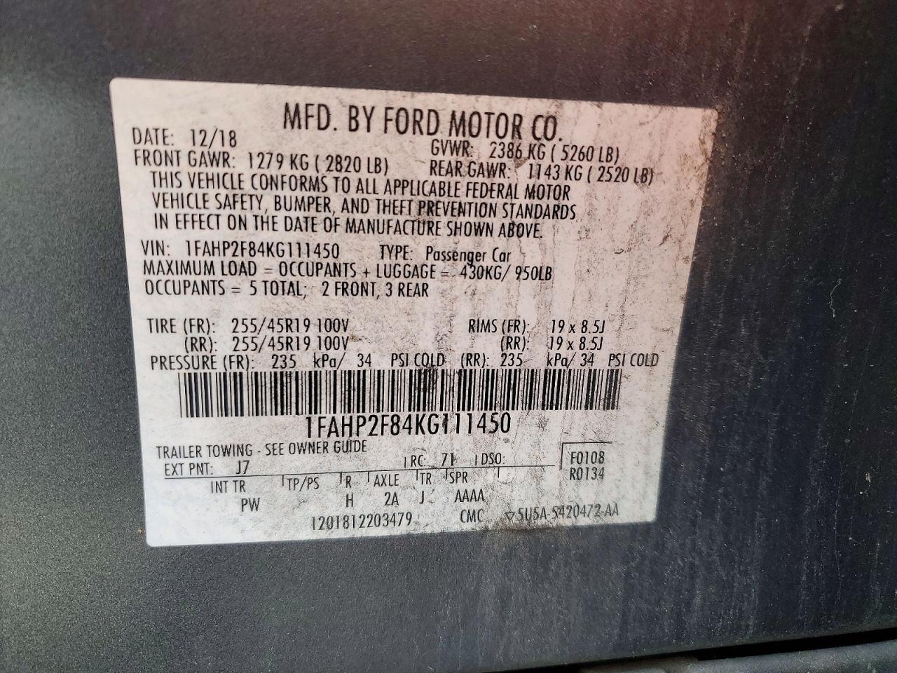 2019 Ford Taurus Limited
