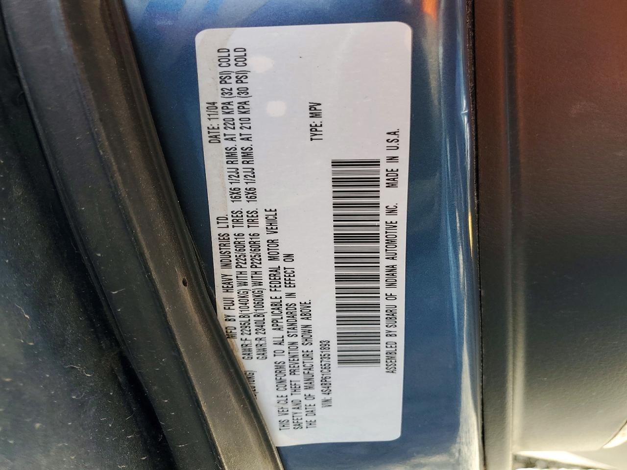 2005 Subaru Legacy Outback 2.5i