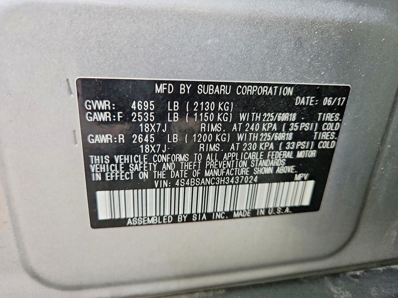 2017 Subaru Outback 2.5i Limited