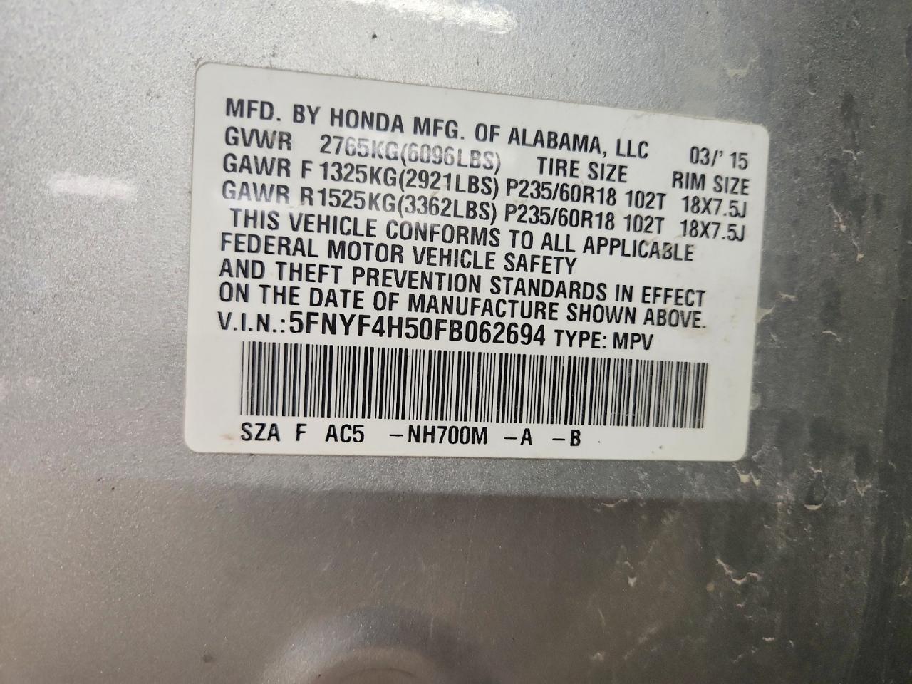 2015 Honda Pilot exl