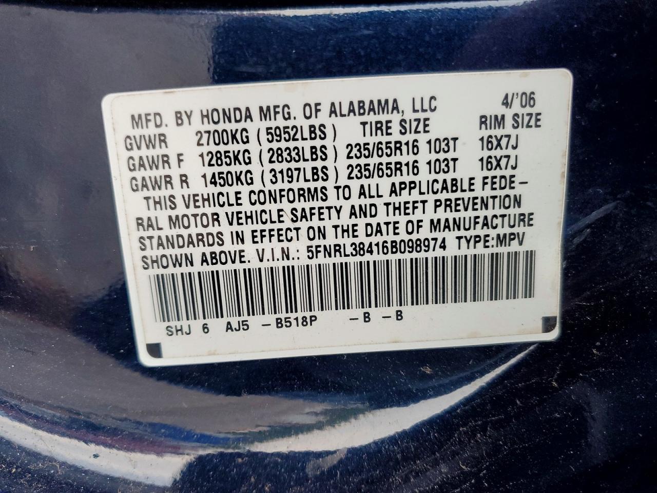 2006 Honda Odyssey ex