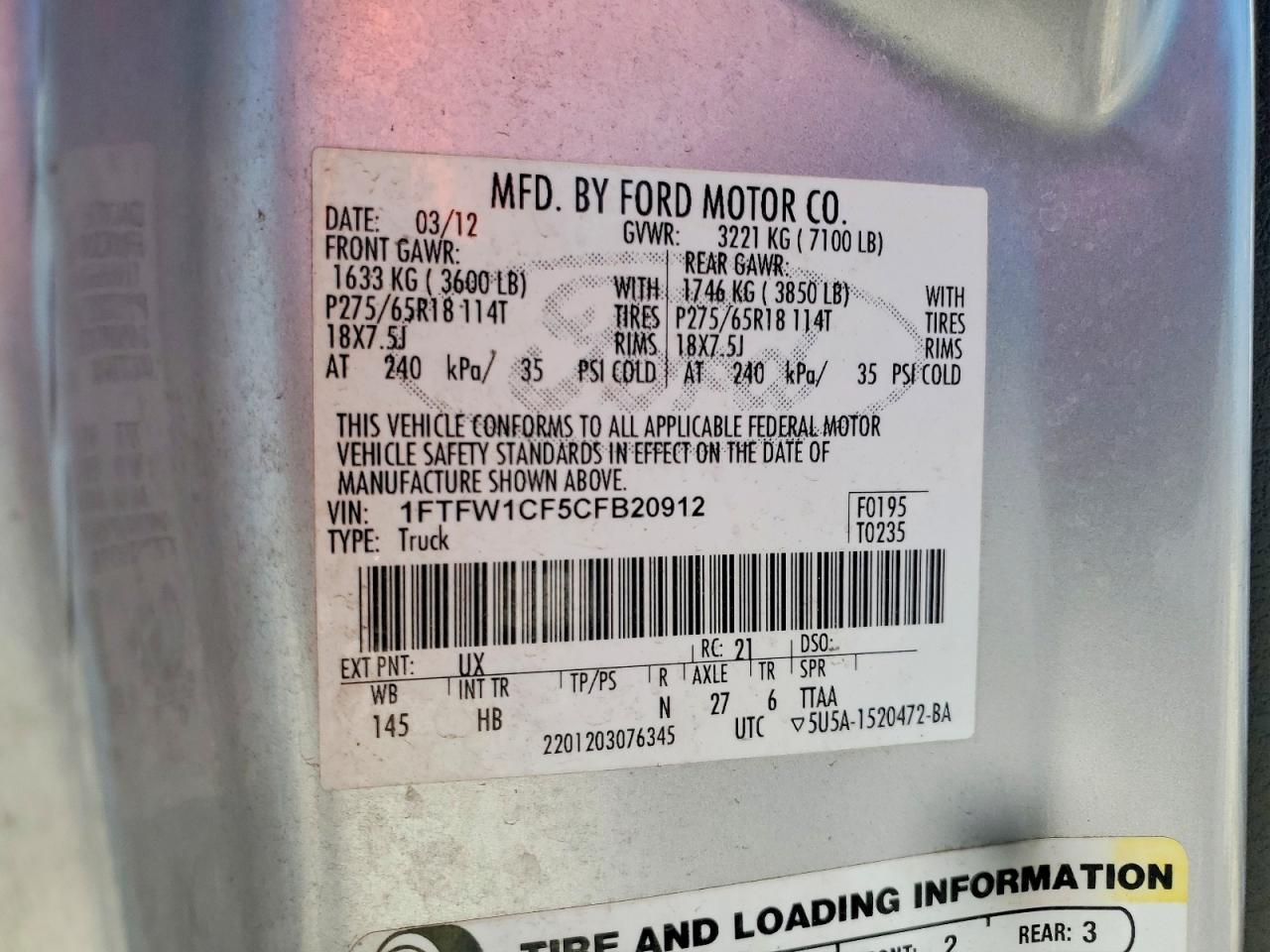 2012 Ford F150 Supercrew