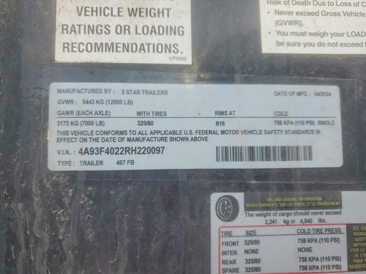 2024 Five Star Flatbed Trailer