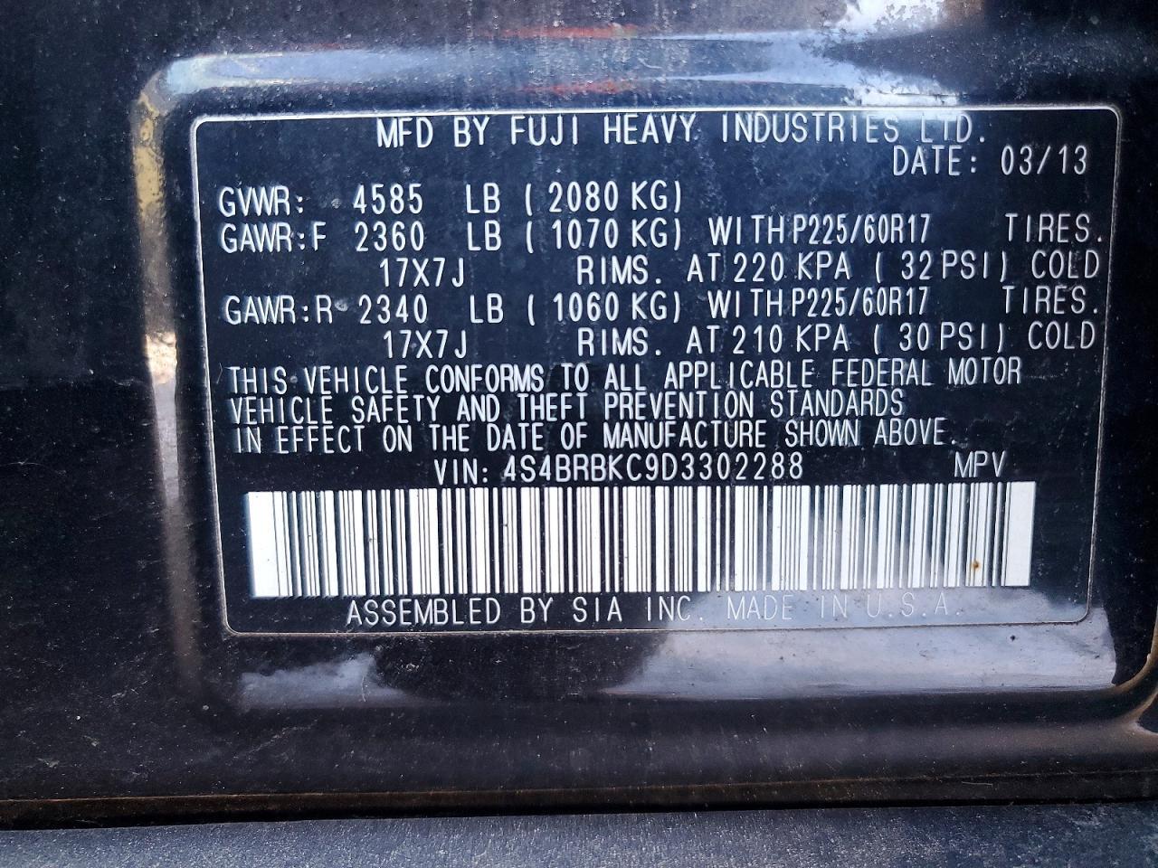 2013 Subaru Outback 2.5i Limited