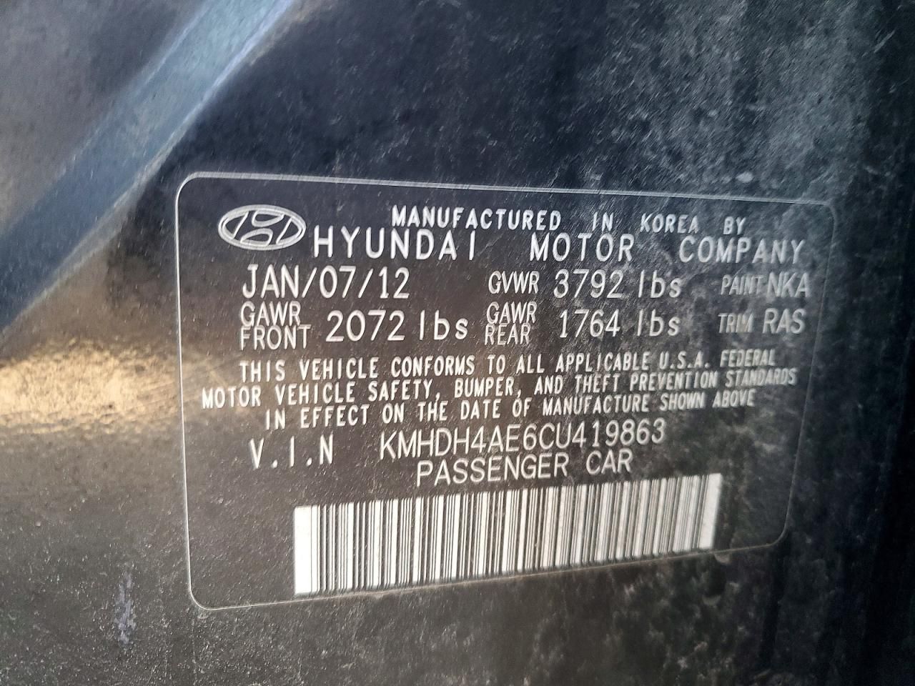 2012 Hyundai Elantra gls