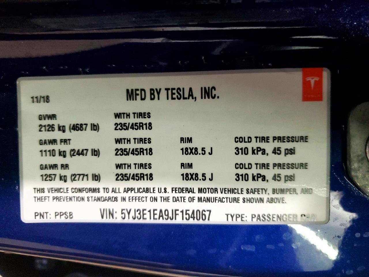2018 Tesla Model 3