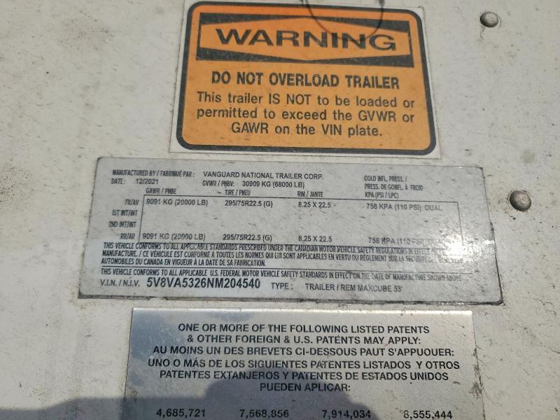 2022 Vanguard DRY Van Trailer
