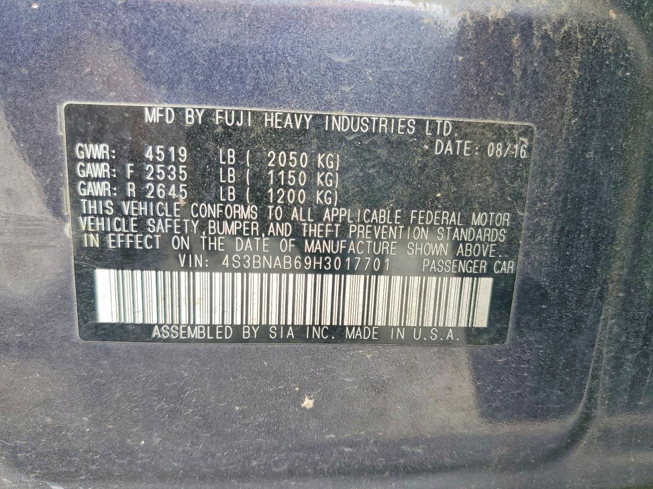 2017 Subaru Legacy 2.5i