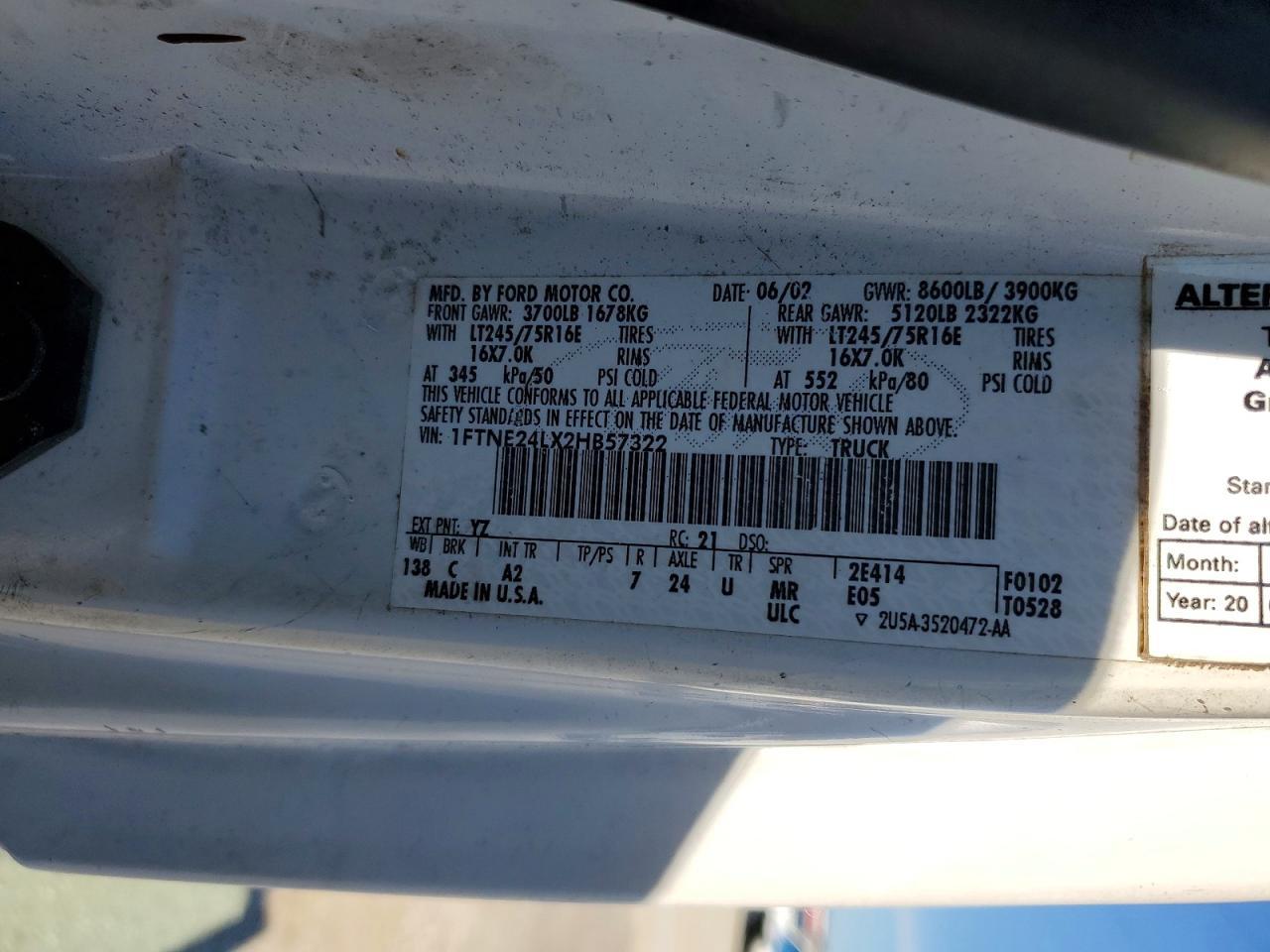 2002 Ford E250 Utility / Service Van