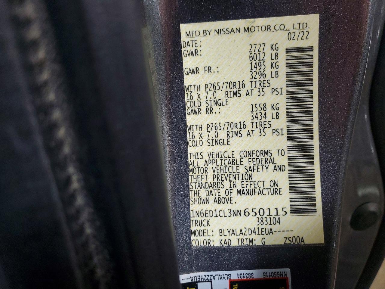 2022 Nissan Frontier s