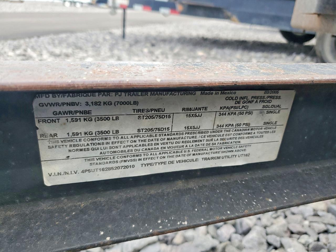 2005 PJ UT162 Utility Trailer