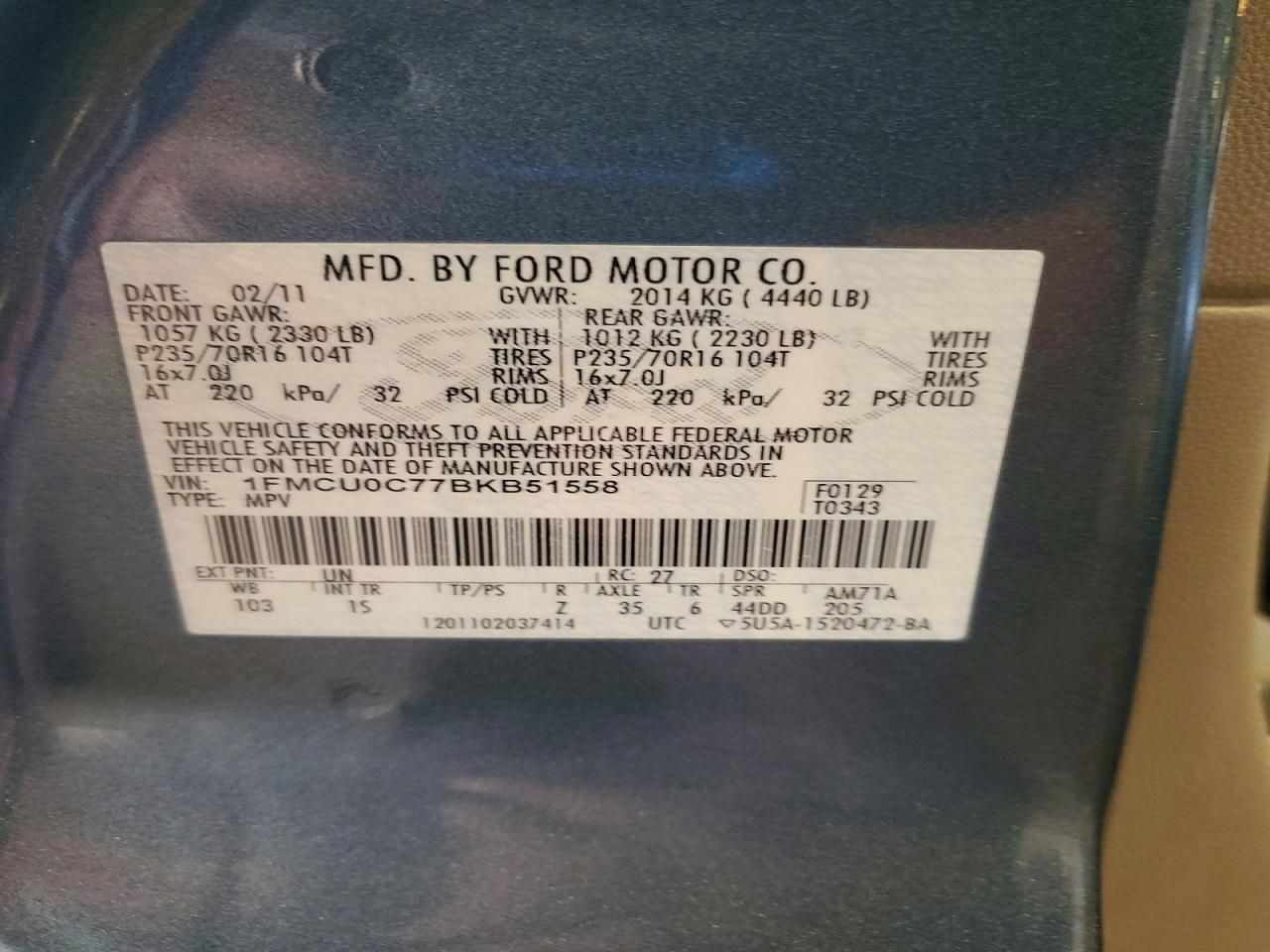 2011 Ford Escape xls