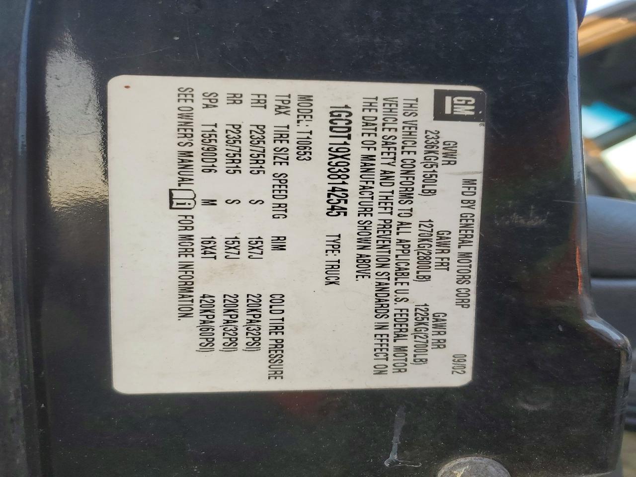 2003 Chevrolet S Truck S10