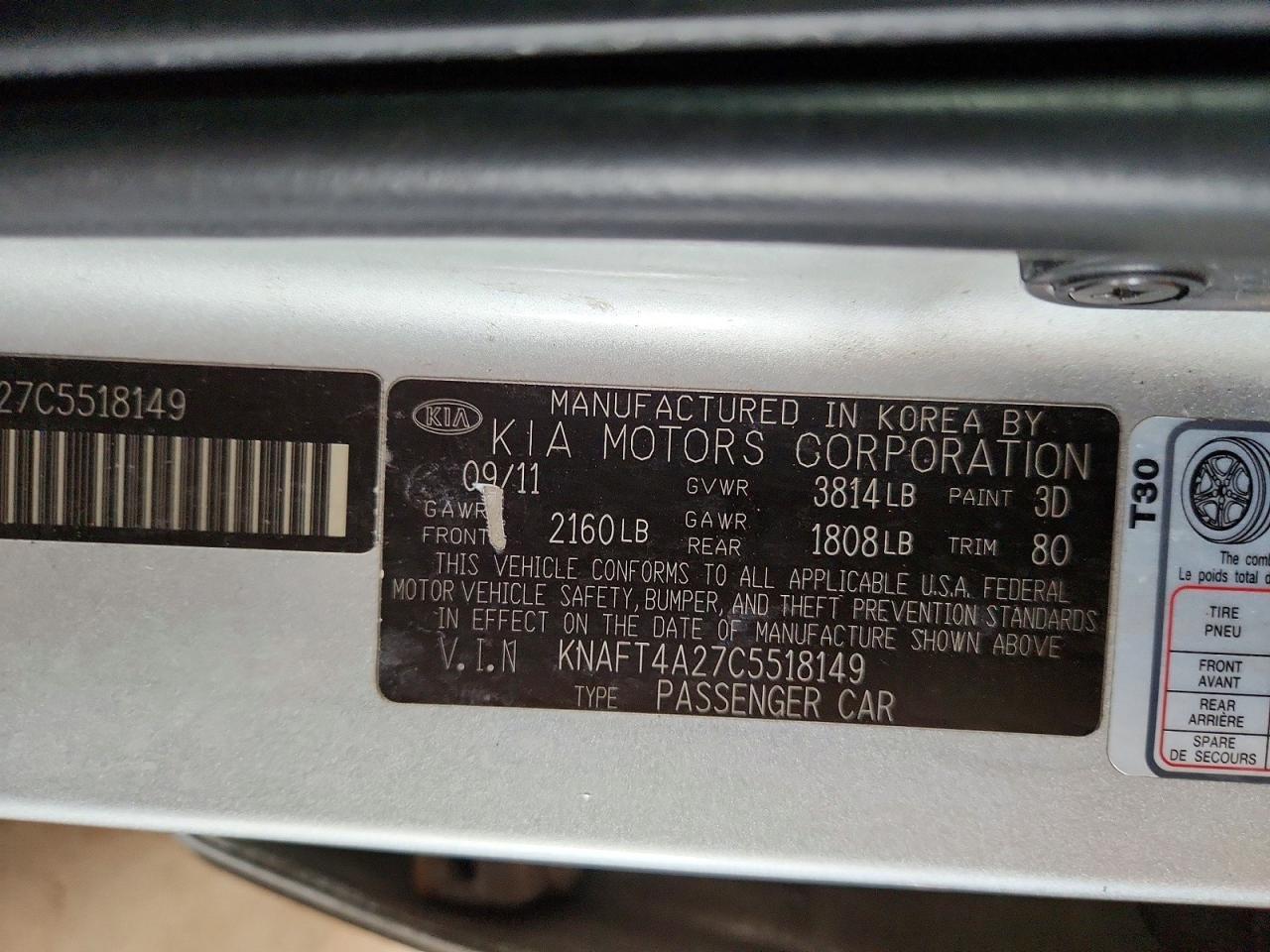 2012 KIA Forte lx