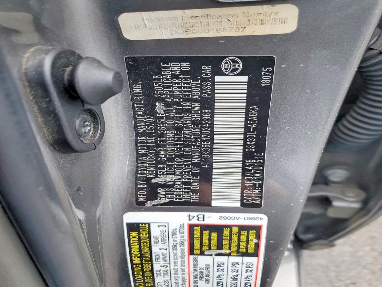 2007 Toyota Avalon xls