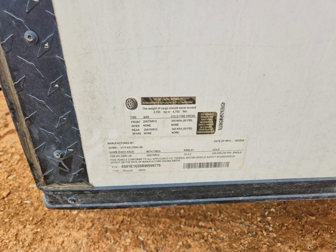 2024 Sawyer 7BP16 Enclosed Cargo Trailer