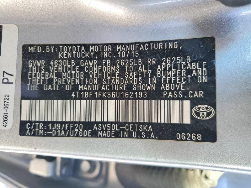 2016 Toyota Camry le