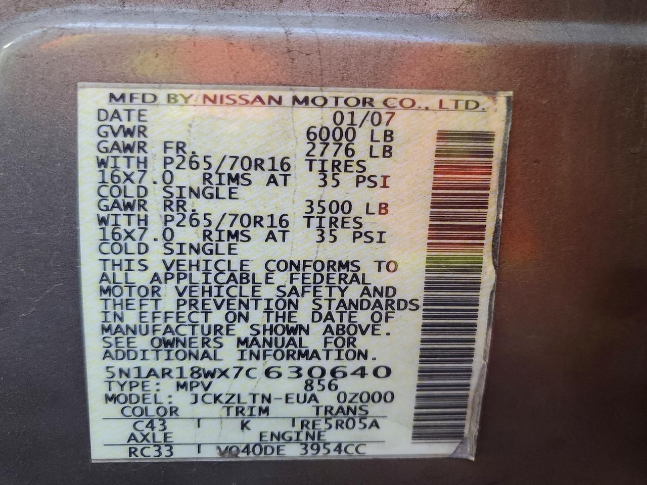 2007 Nissan Pathfinder le