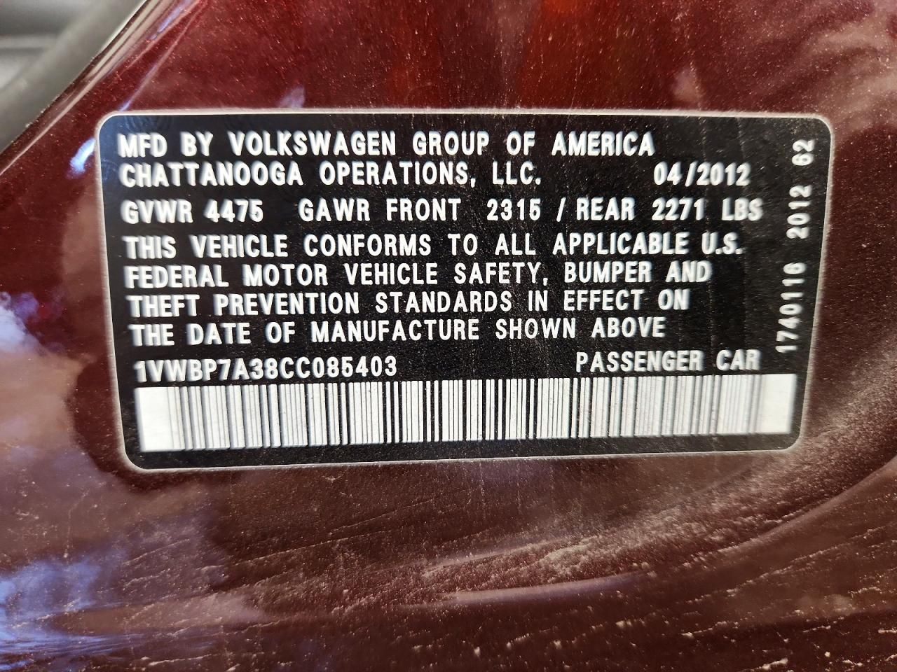 2012 Volkswagen Passat se