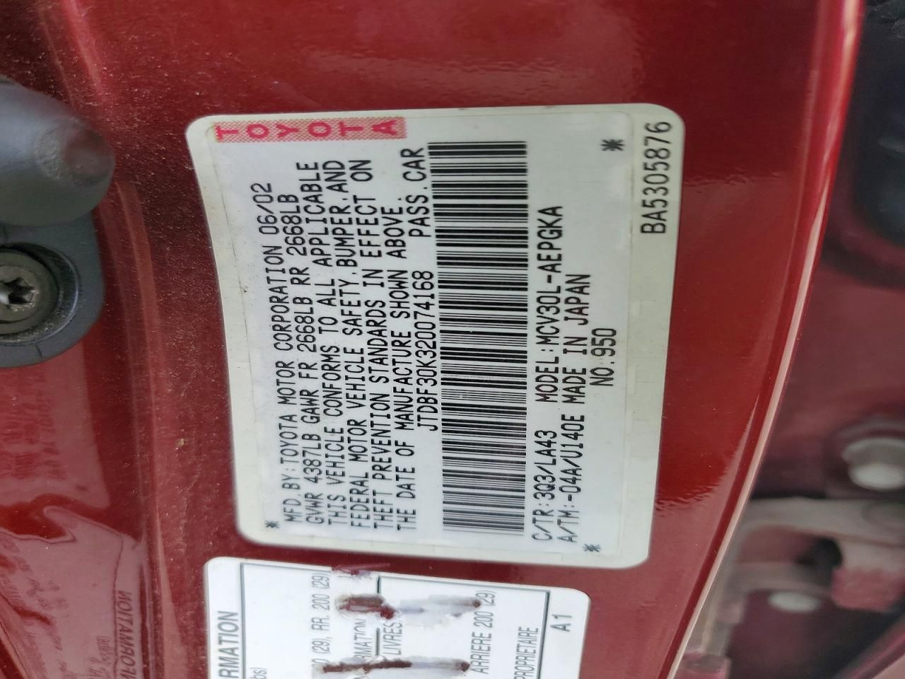 2002 Toyota Camry le