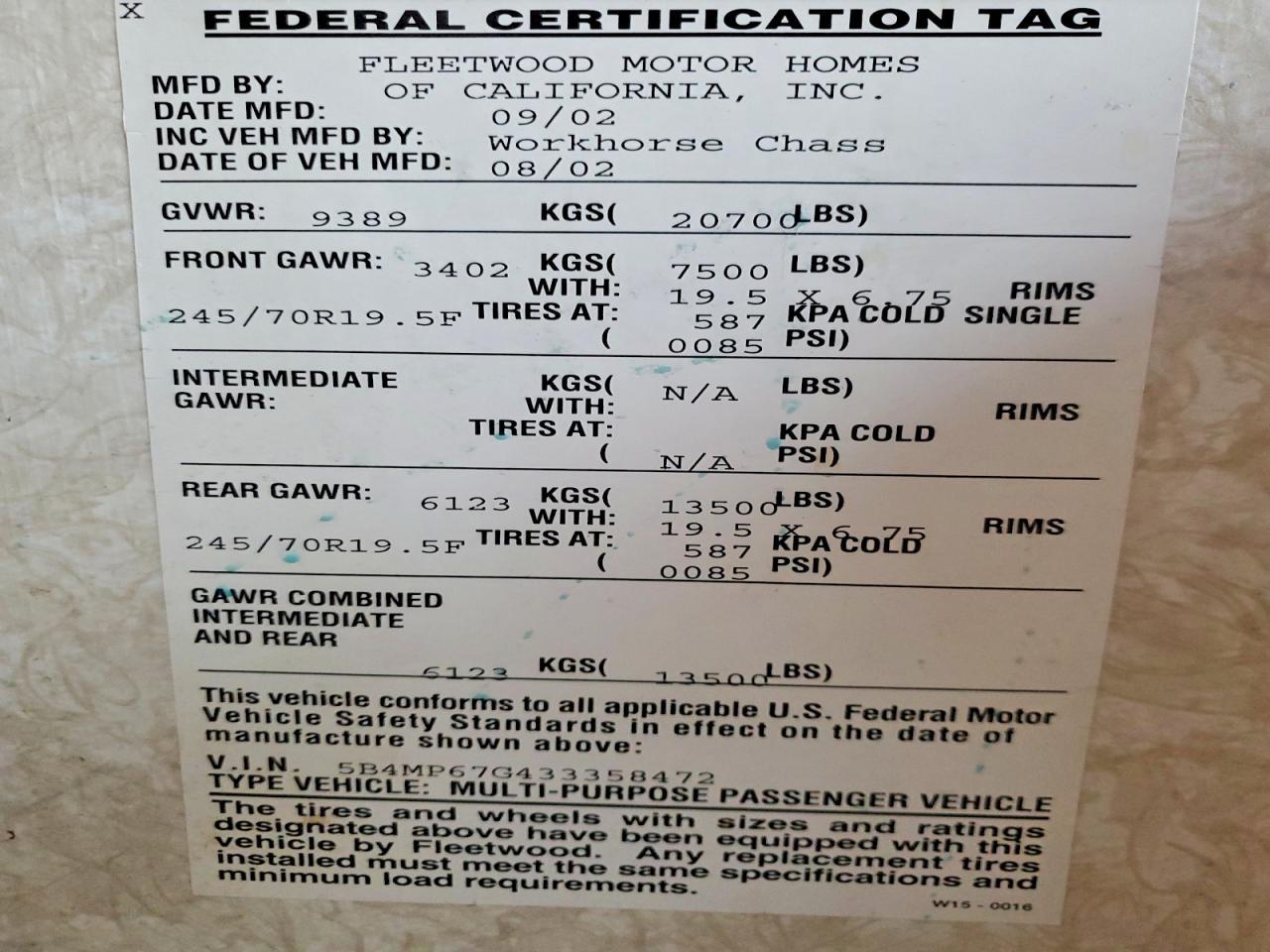 2003 Fleetwood 2003 Flet Bounder-RV