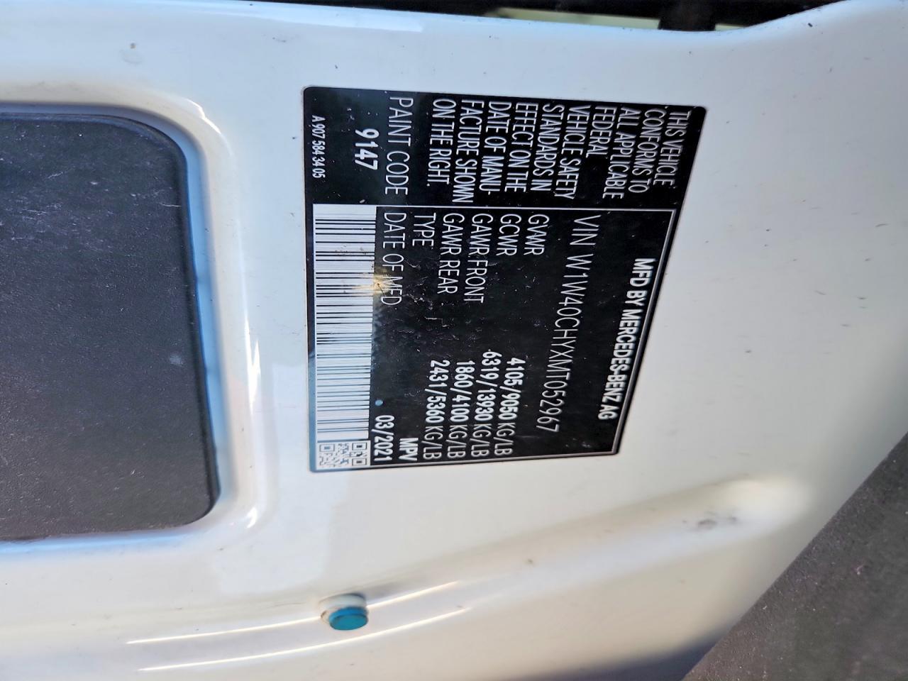 2021 Mercedes-Benz 2021 Mercedes Benz Sprinter 2500 Delivery Van