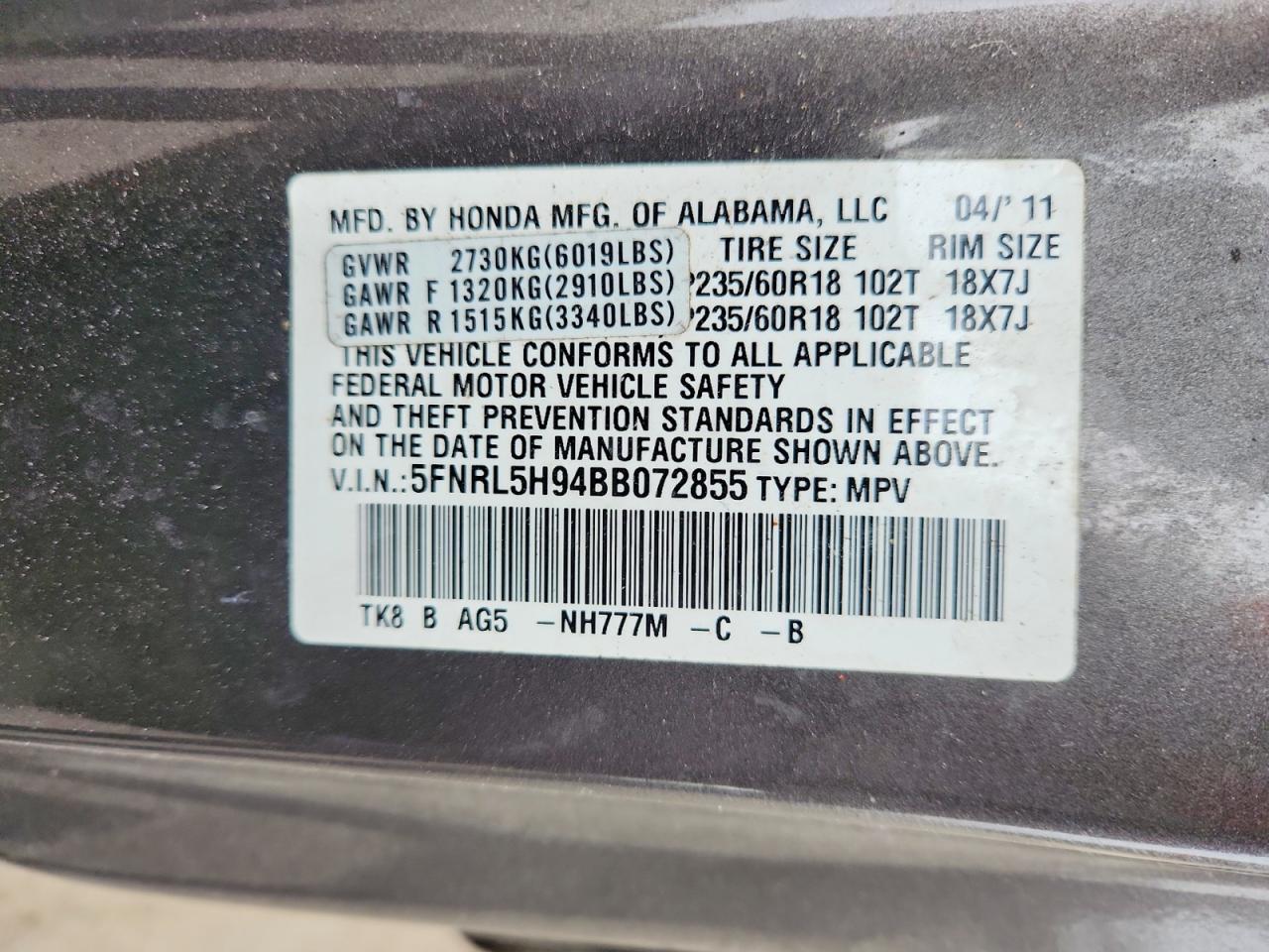 2011 Honda Odyssey Touring