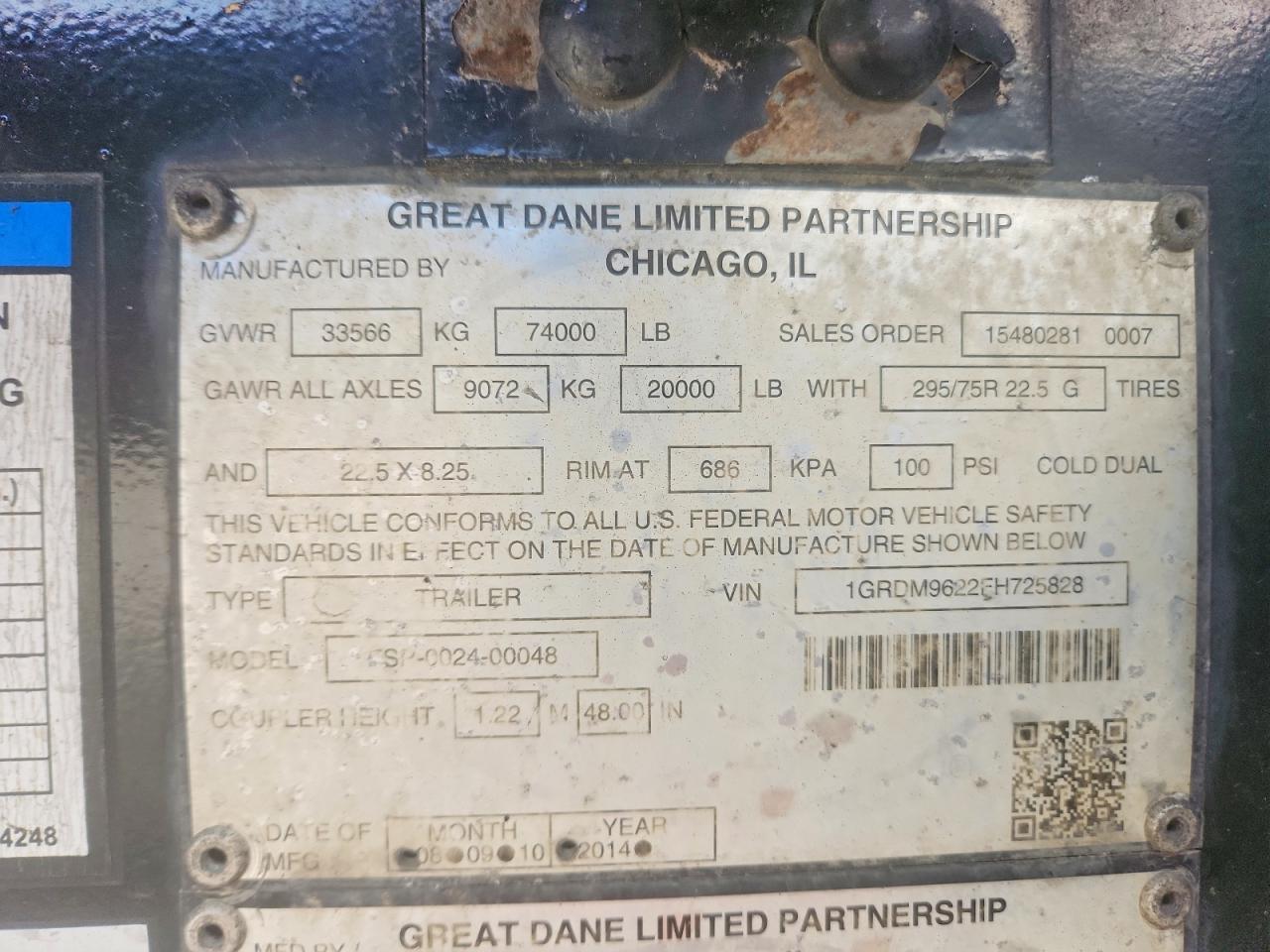 2015 Great Dane CSP-0024-00048 Flatbed Trailer