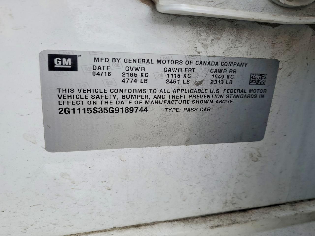 2016 Chevrolet Impala lt