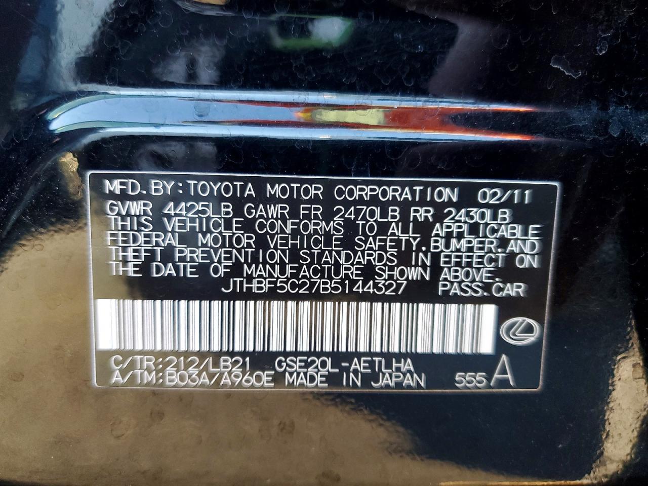 2011 Lexus Is 250