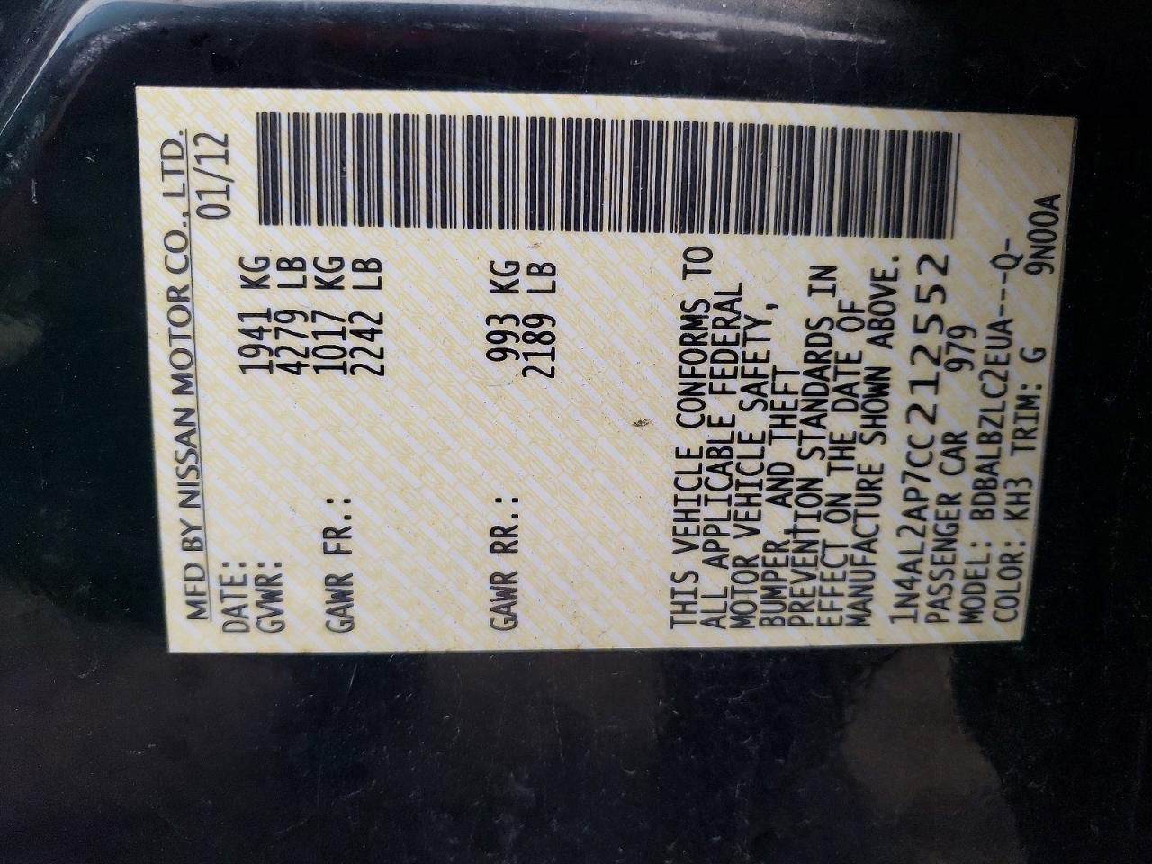 2012 Nissan Altima Base