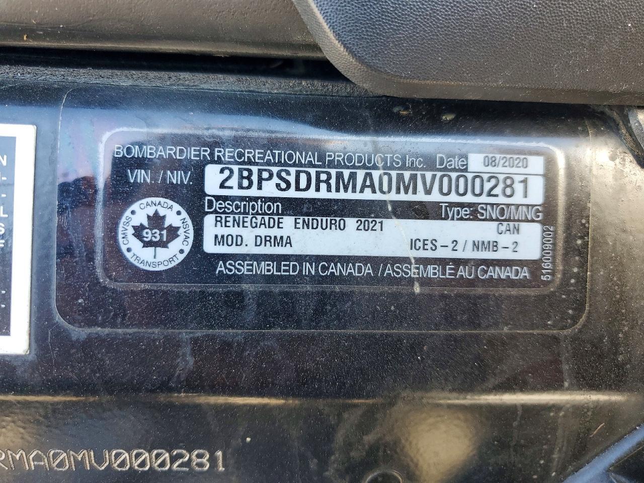 2021 Skidoo 2021 Skid Renegade 900 Turbo