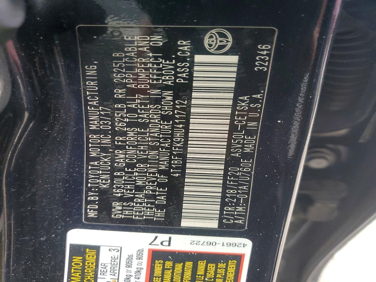 2017 Toyota Camry le