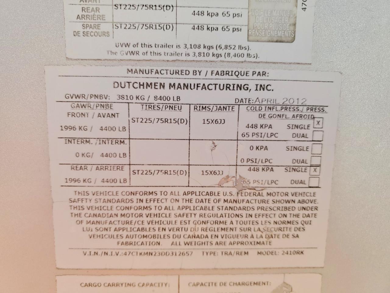 2013 Komfort Recreational Vehicle (RV)