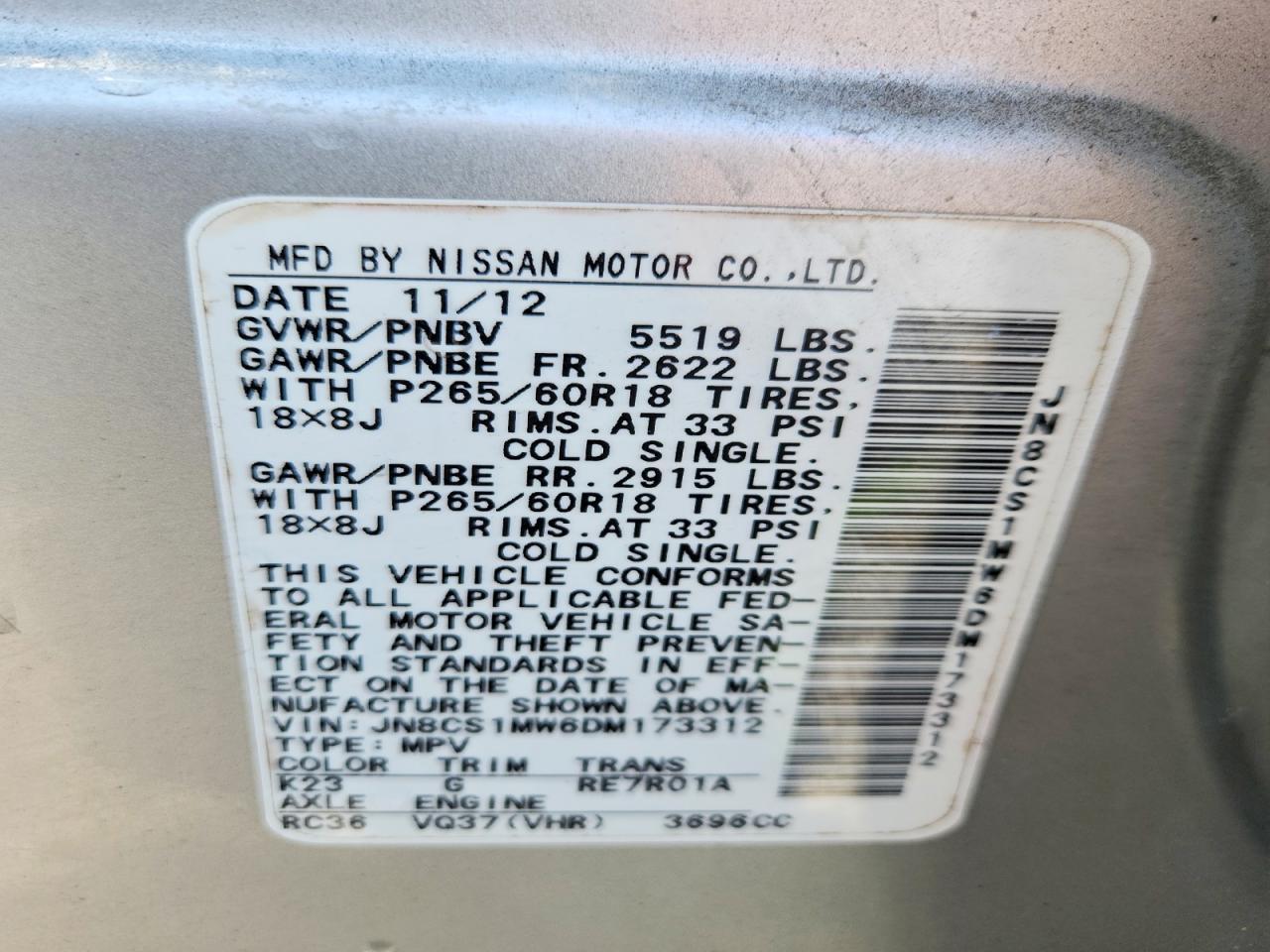 2013 Infiniti Fx37 Base