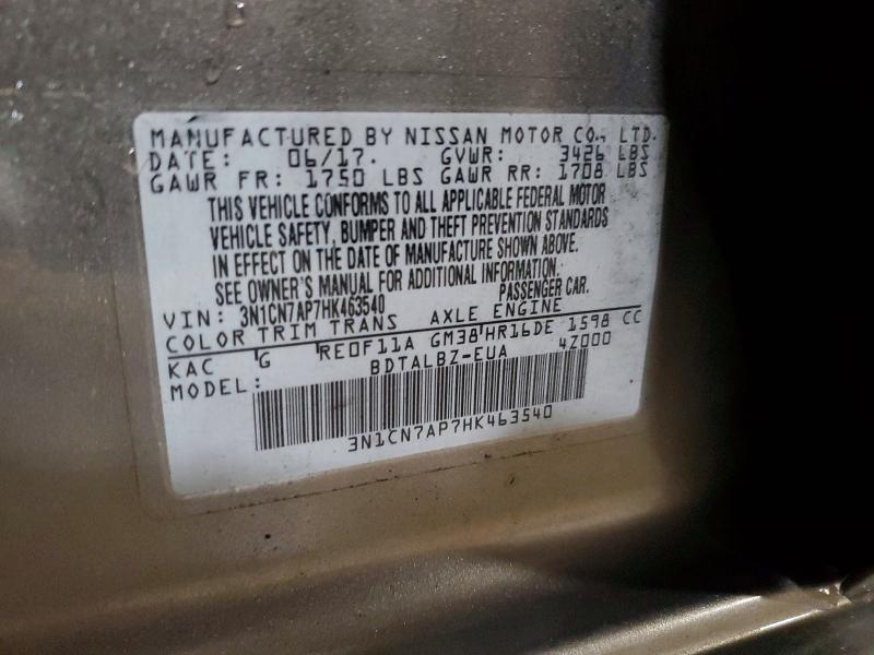 2017 Niss Versa 1.6 sv