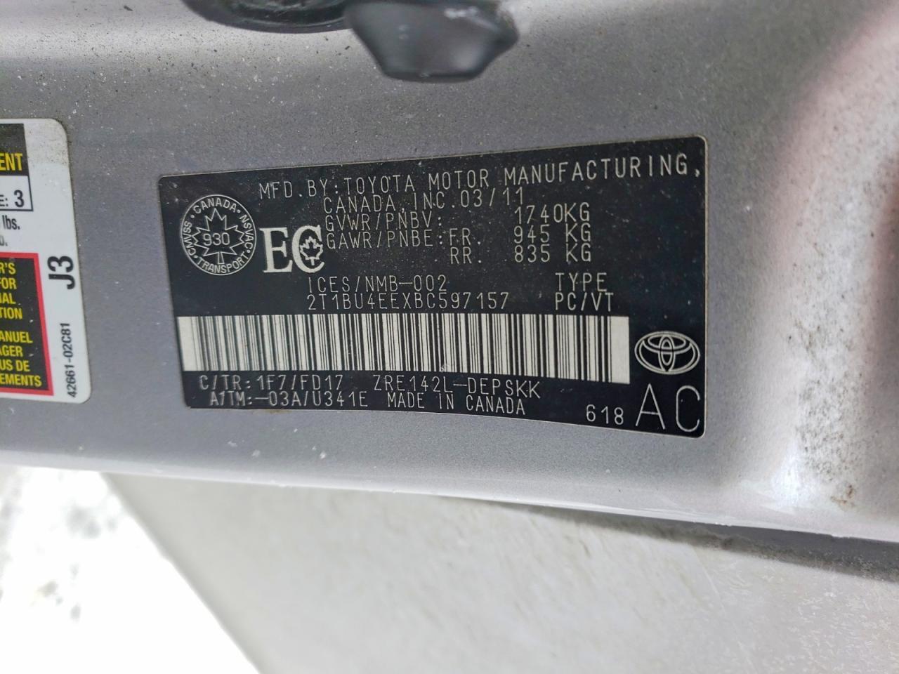 2011 Toyota Corolla Base