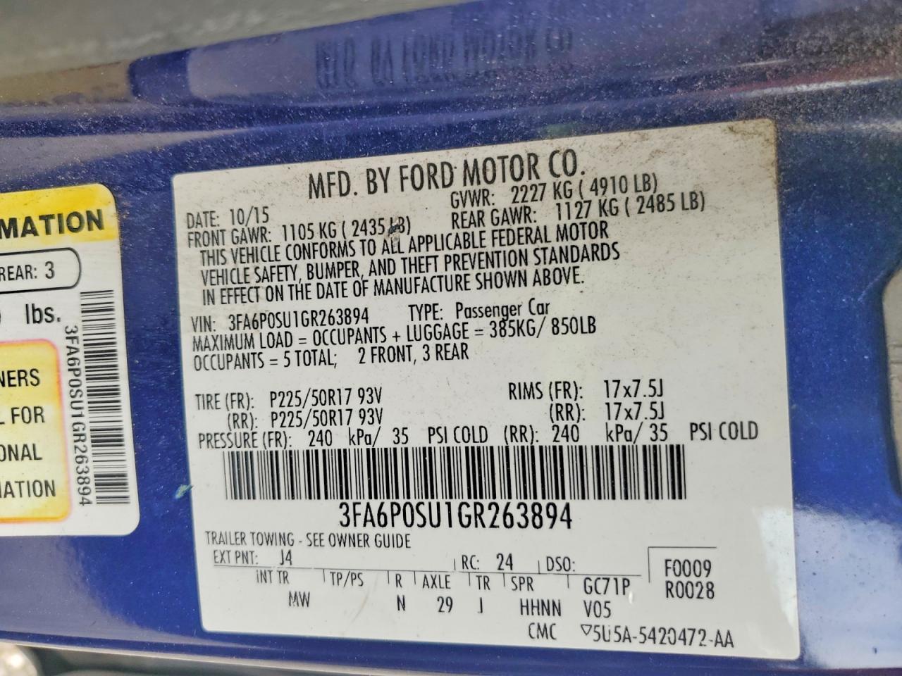 2016 Ford Fusion Titanium Phev