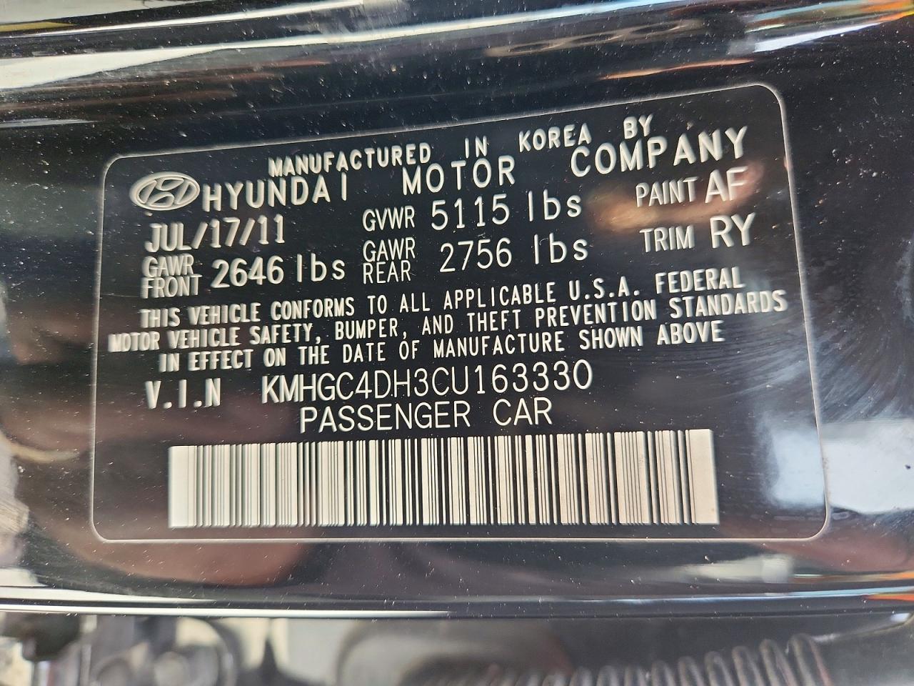 2012 Hyundai Genesis 5.0l