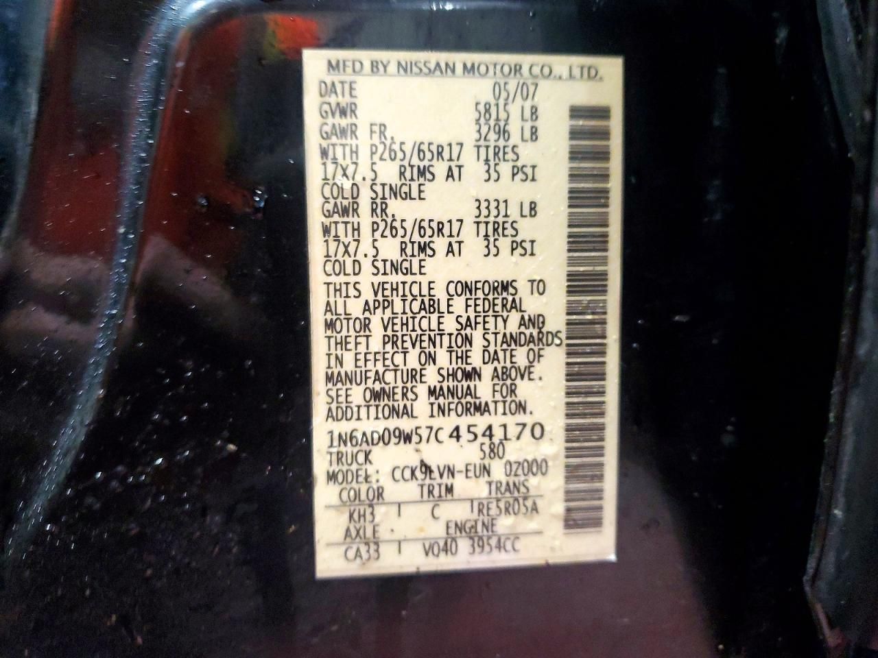 2007 Nissan Frontier Crew cab le