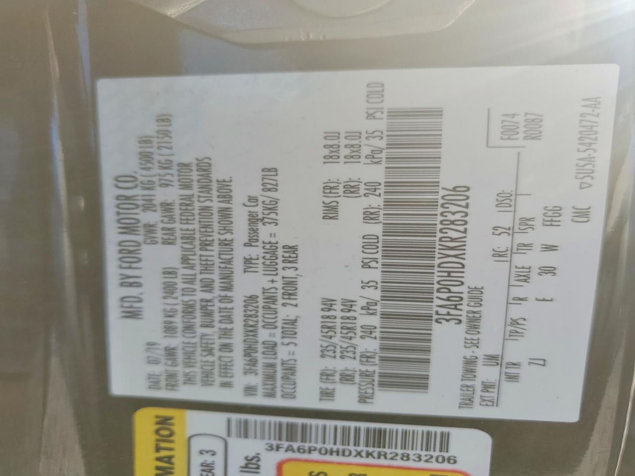 2019 Ford Fusion se