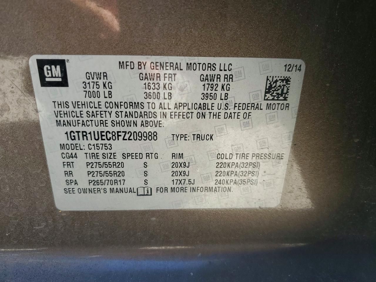 2015 GMC Sierra C1500 sle